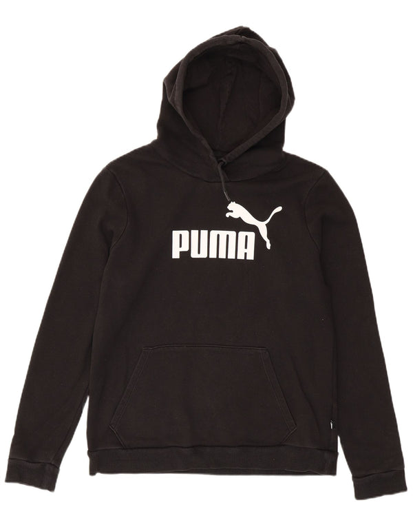 Puma Womens Graphic Hoodie Jumper UK 16 Large Black Cotton