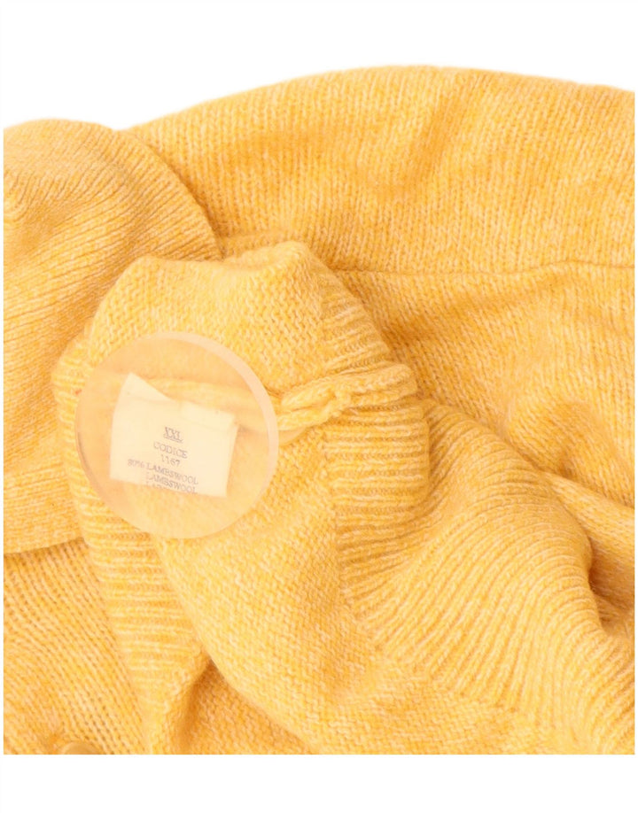 VINTAGE Mens Polo Neck Jumper Sweater 2XL Yellow Lambswool