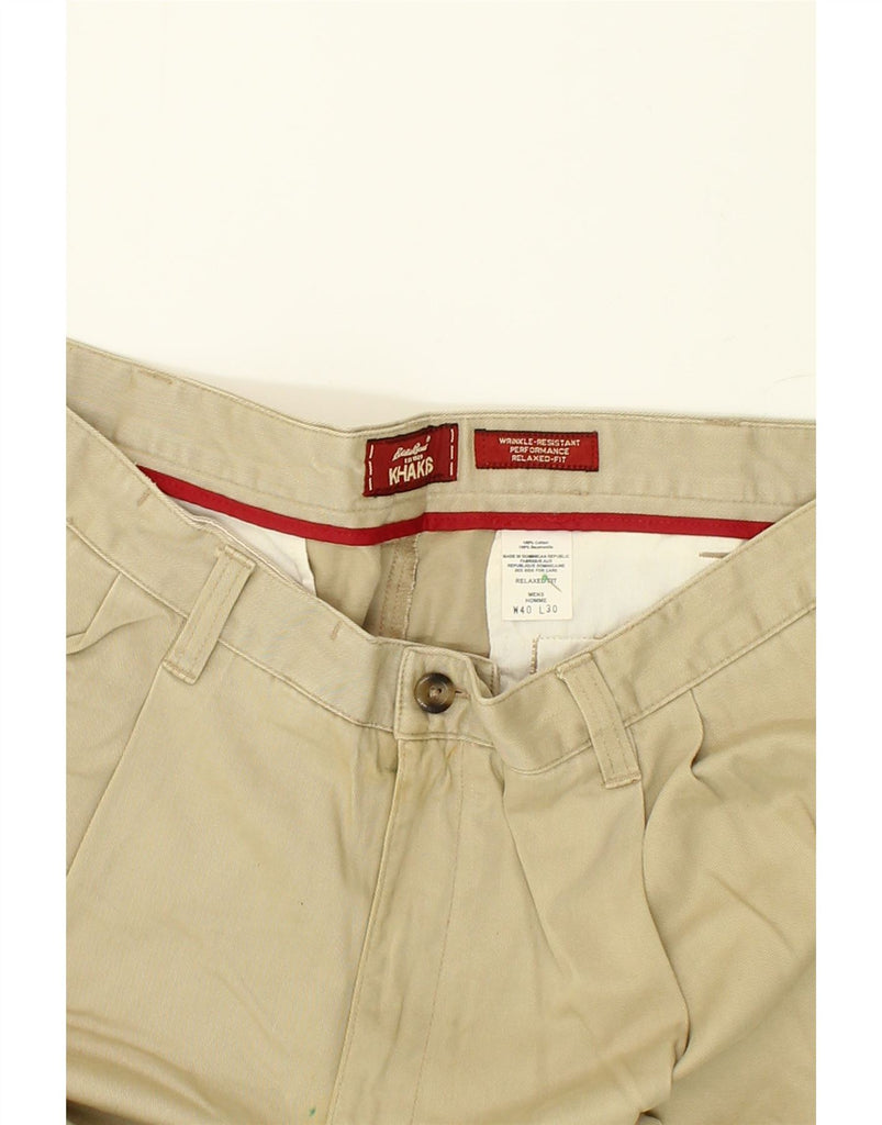 EDDIE BAUER Mens Relaxed Fit Pegged Chino Trousers W40 L30 Beige Cotton | Vintage Eddie Bauer | Thrift | Second-Hand Eddie Bauer | Used Clothing | Messina Hembry 