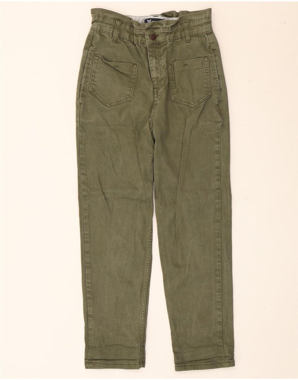 Crew Clothing Womens High Waist Cropped Trousers UK 8 Small W26 L25 Khaki