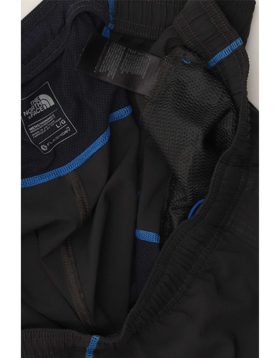 The North Face Mens Graphic Sport Shorts Large Black Striped Polyester