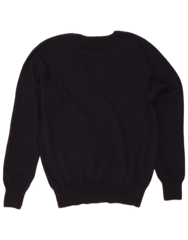 Fred Perry Womens V-Neck Jumper Sweater UK 20 2XL Navy Blue Wool