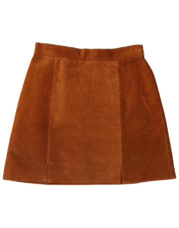 Vintage Womens Suede Skirt W28 Medium Brown Leather