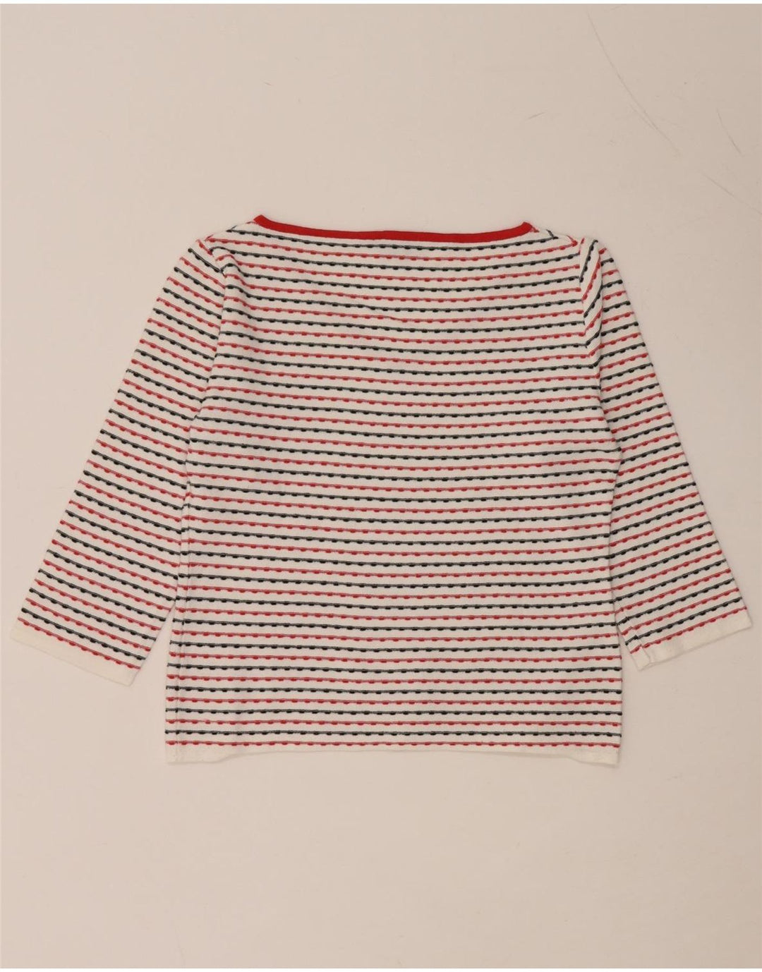 MAX & CO. Womens Crop Top 3/4 Sleeve UK 14 Large White Striped Viscose