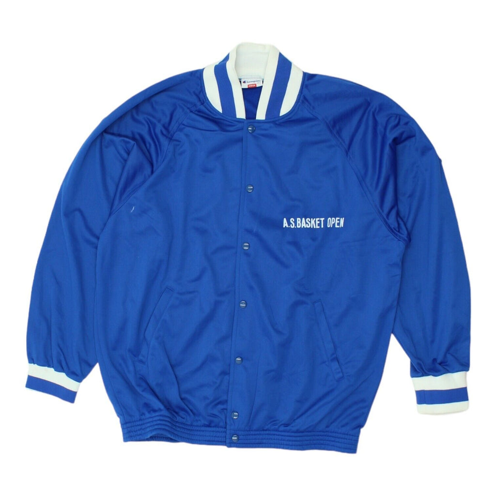A.S. Basket Open Mens Blue Champion Snap Popper Jacket | Vintage 90s Sportswear | Vintage Messina Hembry | Thrift | Second-Hand Messina Hembry | Used Clothing | Messina Hembry 