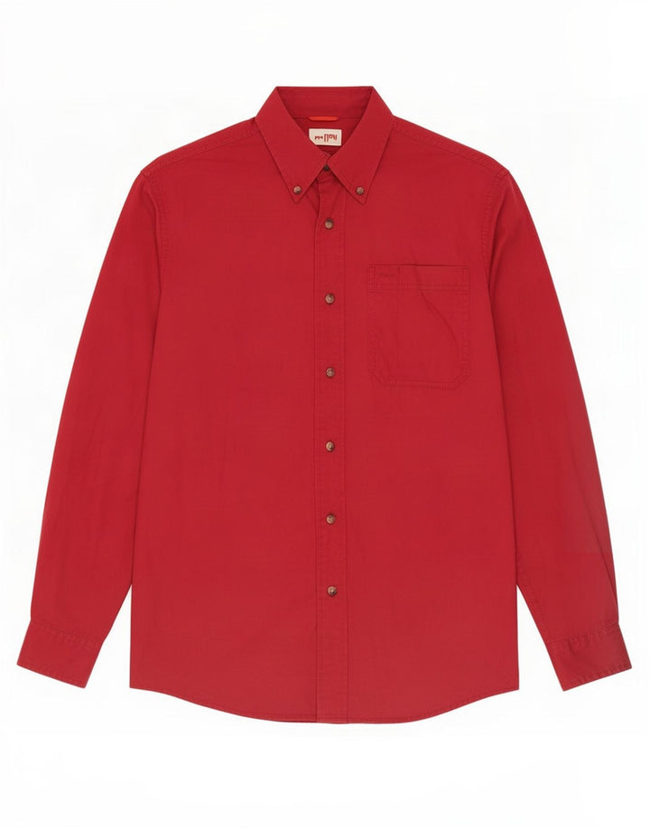 Wrangler Mens Shirt Small Burgundy Cotton