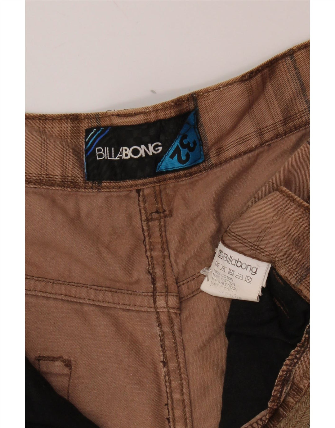 BILLABONG Mens Graphic Casual Shorts W32 Medium Beige Check Cotton