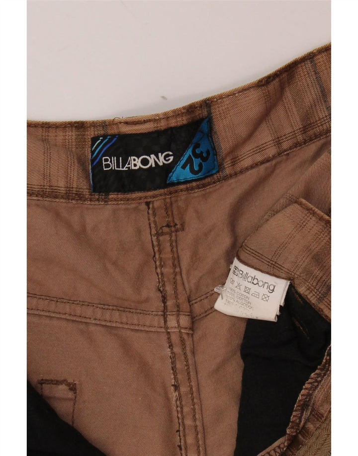 BILLABONG Mens Graphic Casual Shorts W32 Medium Beige Check Cotton