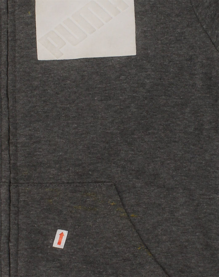PUMA Boys Graphic Zip Hoodie Sweater 10-11 Years Medium Grey Cotton | Vintage Puma | Thrift | Second-Hand Puma | Used Clothing | Messina Hembry 