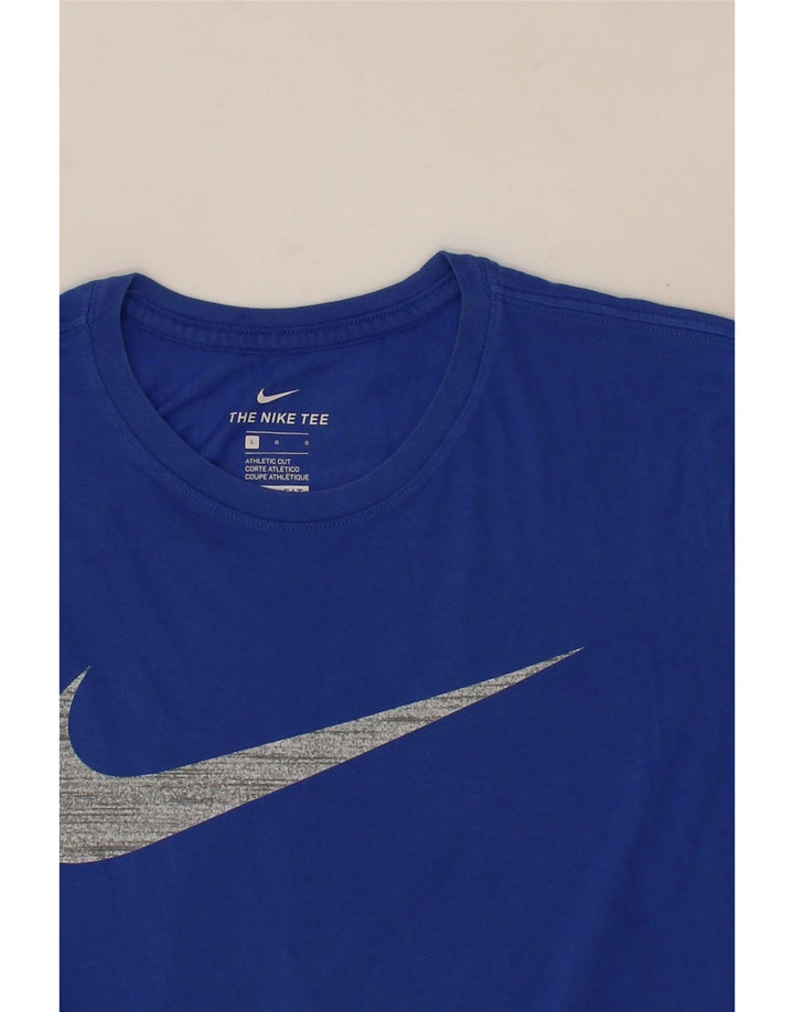 NIKE Mens Athletic Cut Graphic T-Shirt Top Large Blue Vintage Nike and Second-Hand Nike from Messina Hembry 
