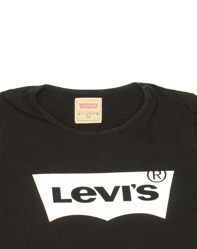 LEVI'S Girls Graphic T-Shirt Top 13-14 Years Black Cotton | Vintage Levi's | Thrift | Second-Hand Levi's | Used Clothing | Messina Hembry 