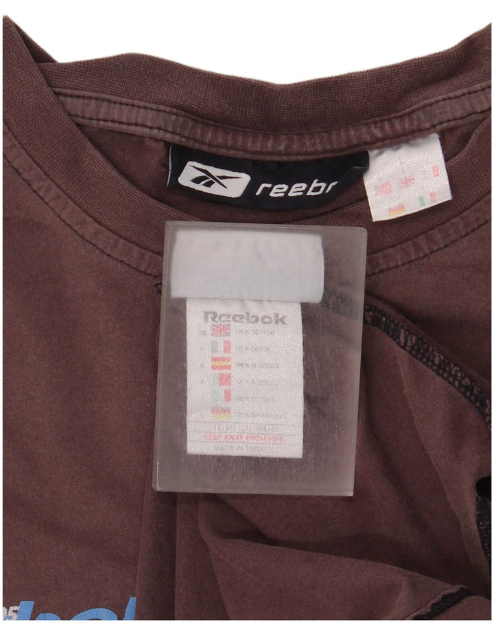 Reebok Mens Graphic T-Shirt Top Large Brown Cotton