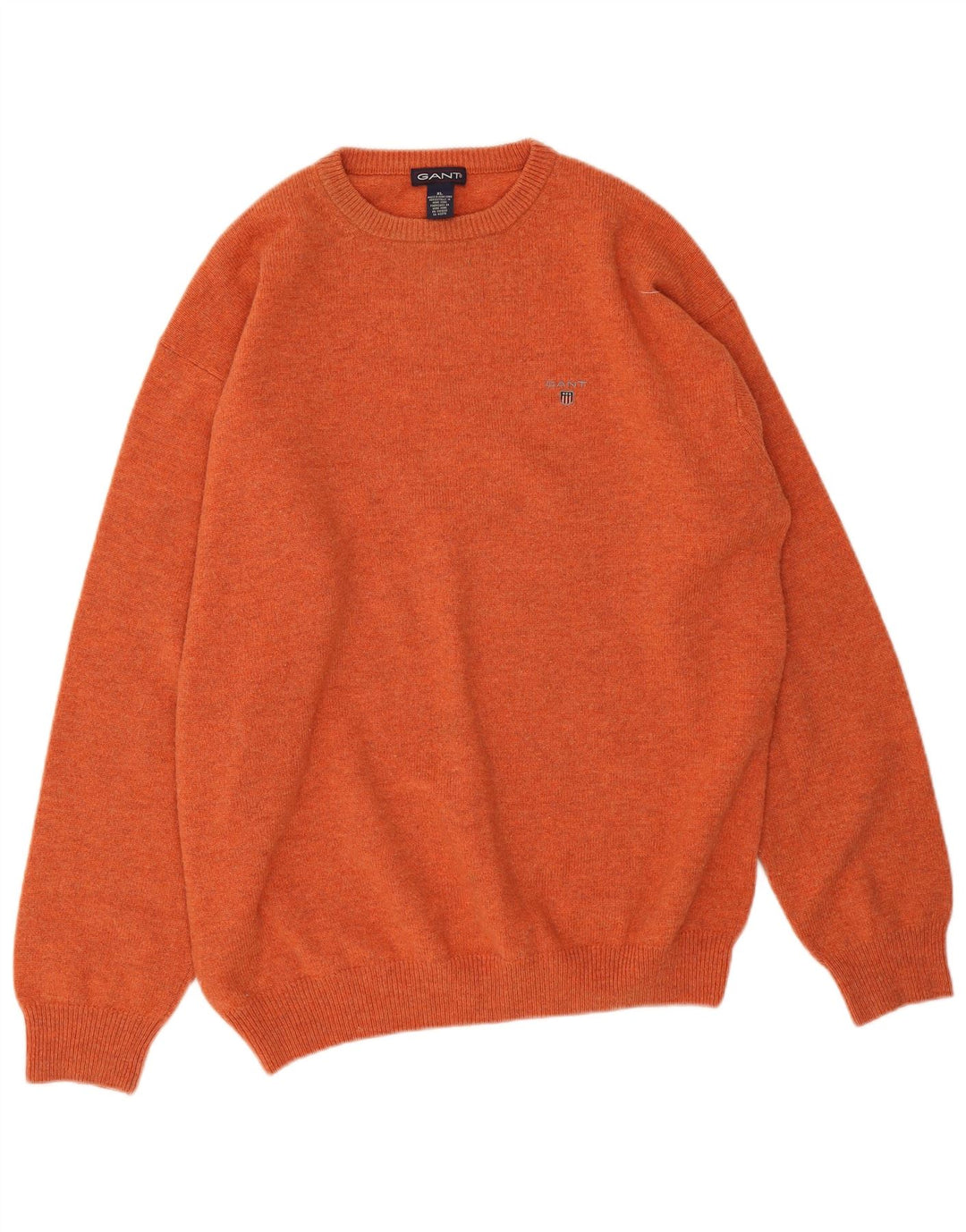 Gant Mens Crew Neck Jumper Sweater XL Orange Lambswool