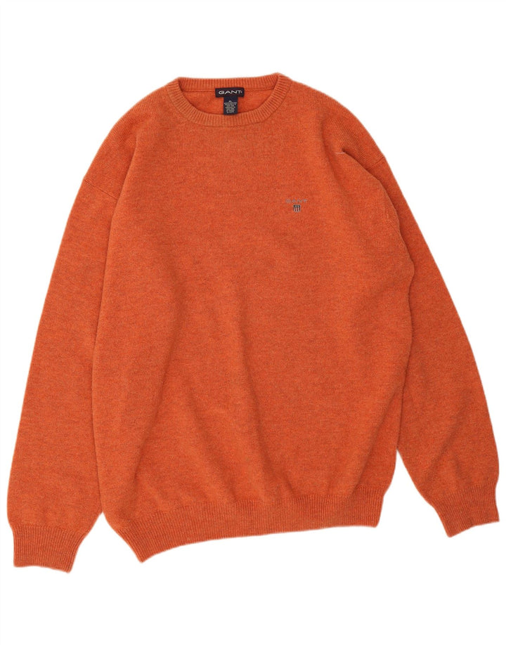 Gant Mens Crew Neck Jumper Sweater XL Orange Lambswool