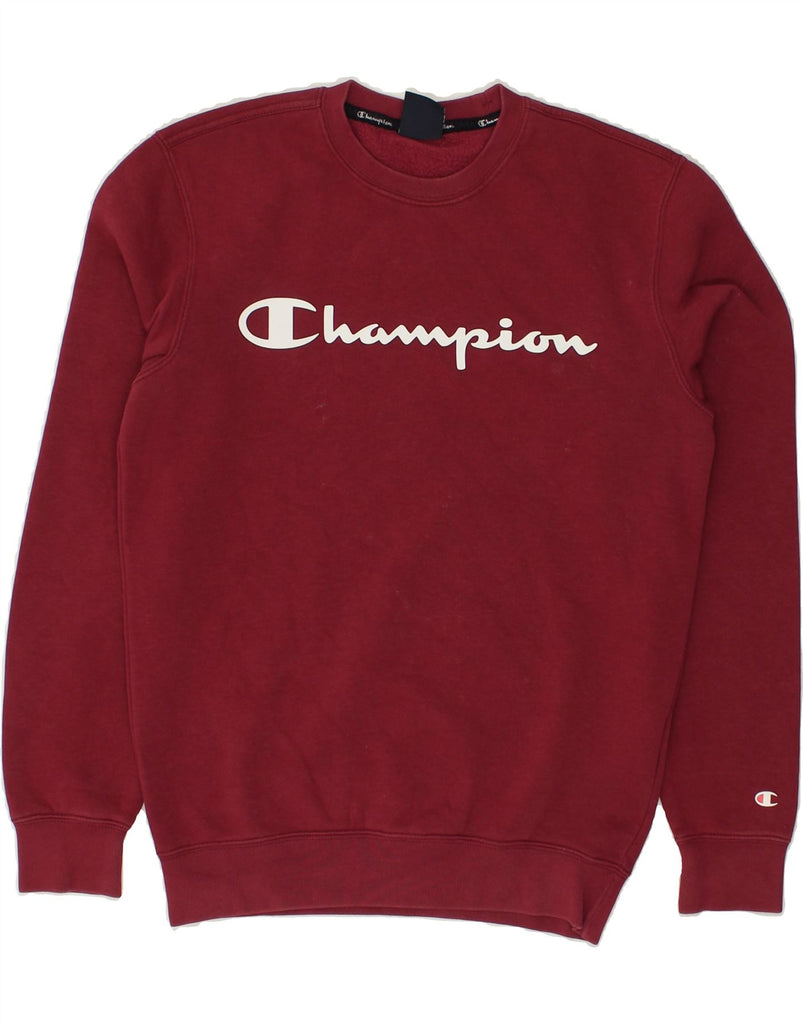 CHAMPION Mens Graphic Sweatshirt Jumper Small Red Cotton | Vintage Champion | Thrift | Second-Hand Champion | Used Clothing | Messina Hembry 