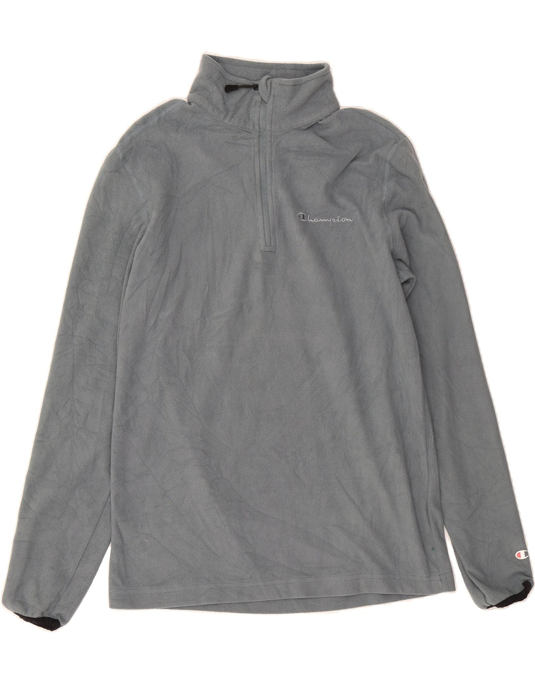 CHAMPION Mens Zip Neck Fleece Jumper Small Grey Polyester Vintage Champion and Second-Hand Champion from Messina Hembry 