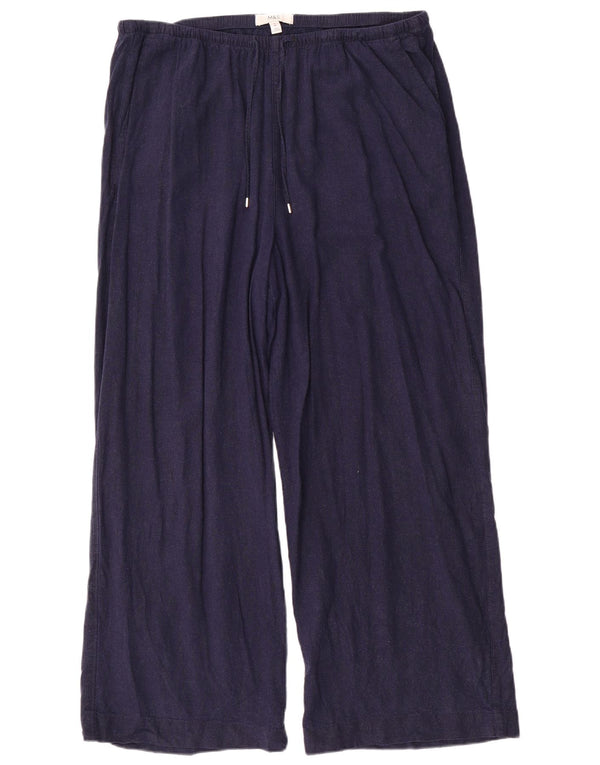 Marks & Spencer Womens High Waist Trousers UK 18 XL W40 L29 Navy Blue