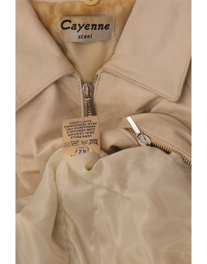 Cayenne Womens Crop Leather Jacket IT 42 Medium White Leather