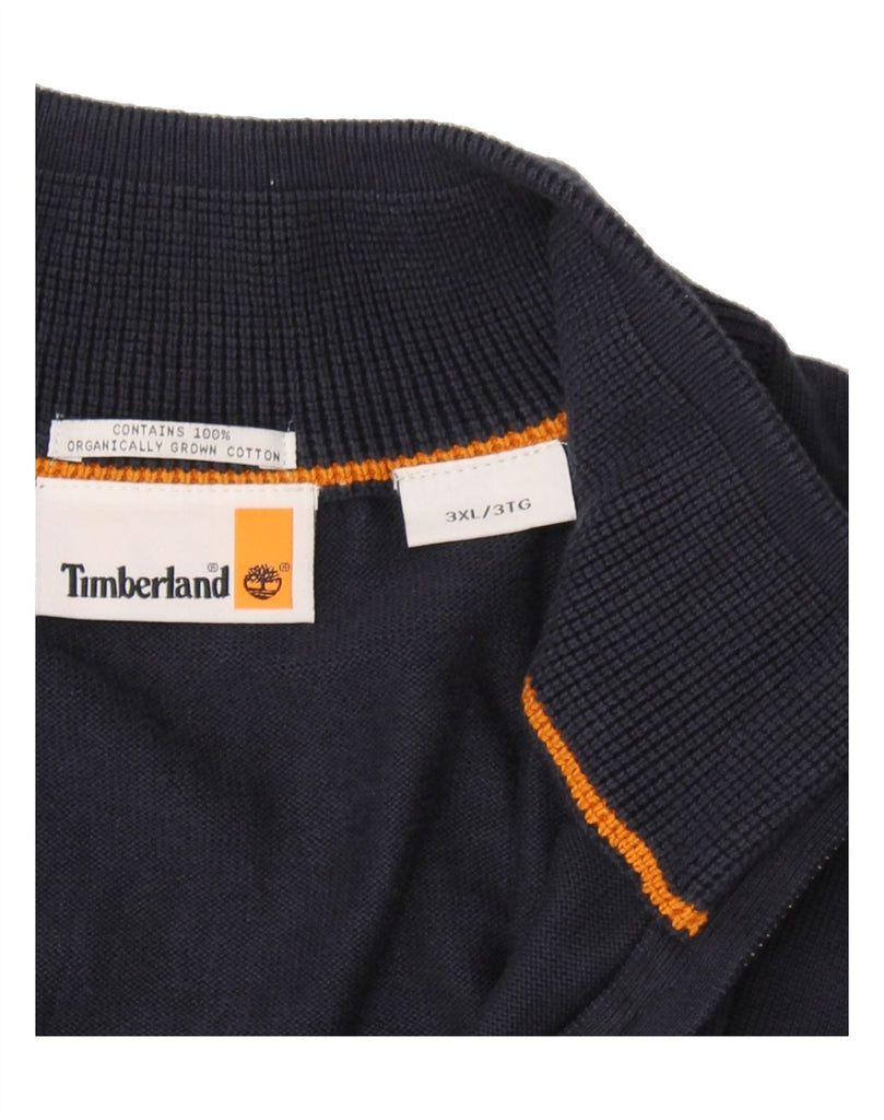 TIMBERLAND Mens Zip Neck Jumper Sweater 3XL Navy Blue Cotton Vintage Timberland and Second-Hand Timberland from Messina Hembry 