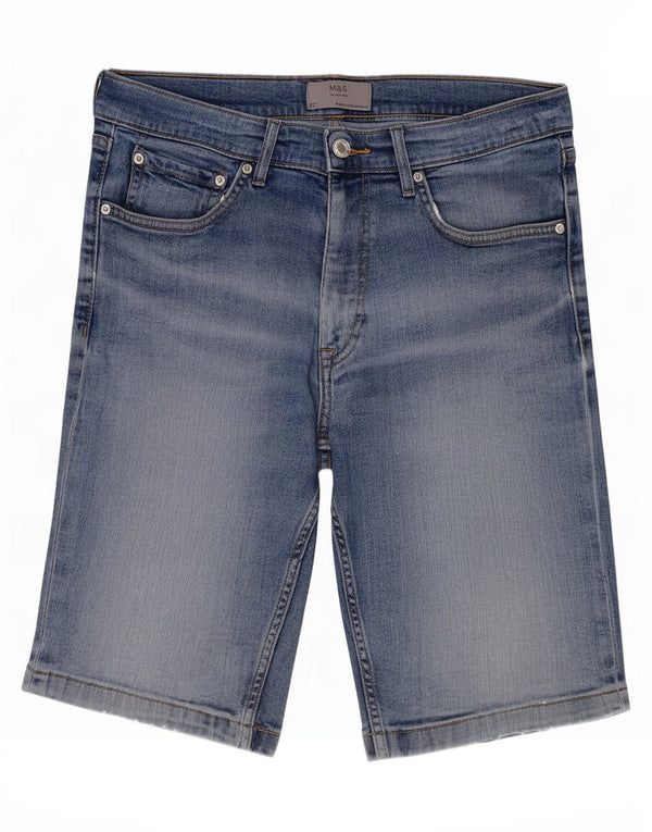 Marks & Spencer Mens Denim Shorts Medium W32 Blue Cotton