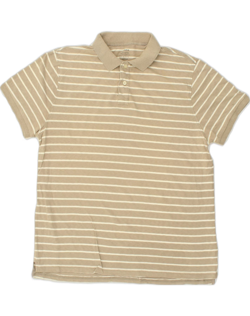 J. CREW Mens Polo Shirt XL Beige Striped Cotton | Vintage J. Crew | Thrift | Second-Hand J. Crew | Used Clothing | Messina Hembry 