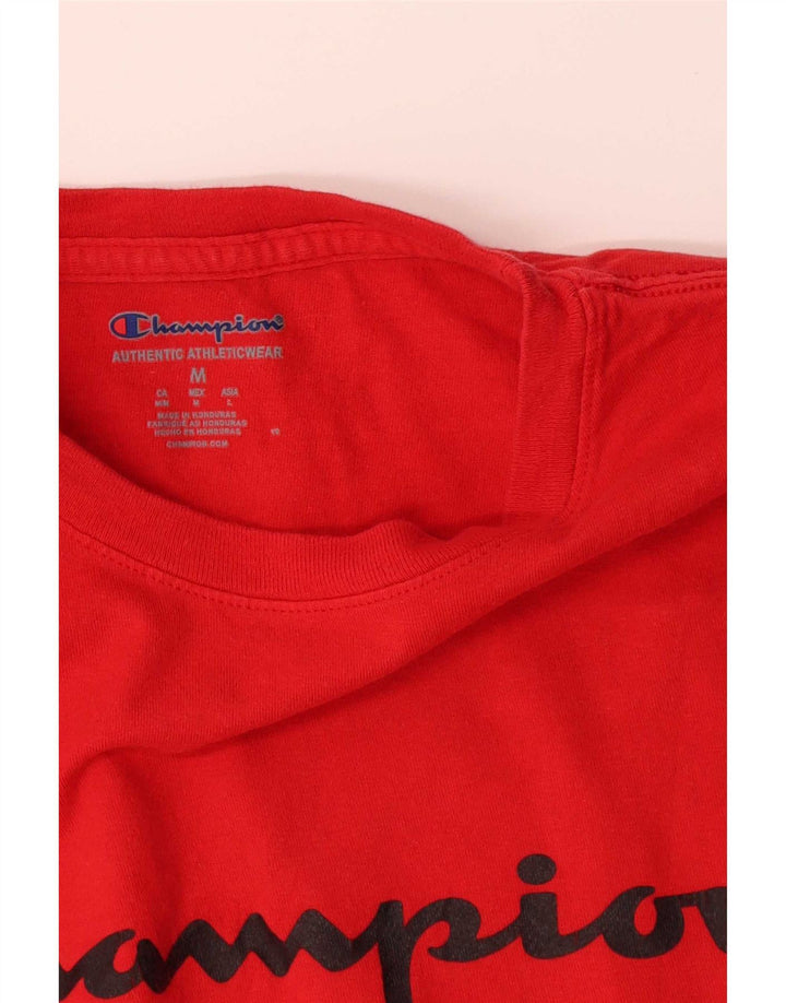 Champion Mens Graphic T-Shirt Top Medium Red Cotton