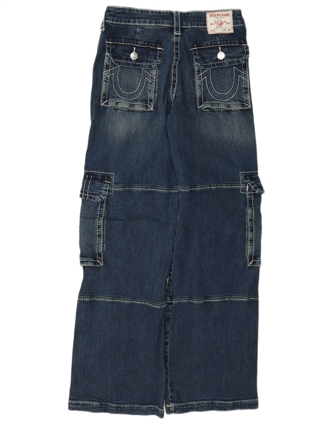 True Religion Womens Cargo Wide Leg Jeans W26 L33 Blue Cotton