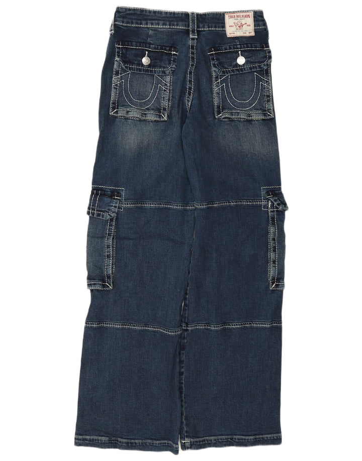 True Religion Womens Cargo Wide Leg Jeans W26 L33 Blue Cotton