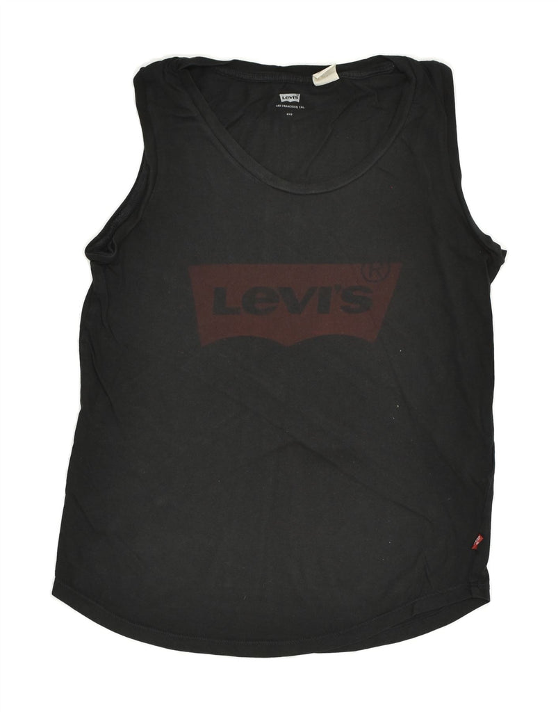 LEVI'S Womens Graphic Vest Top UK 2 2XS Black Cotton | Vintage Levi's | Thrift | Second-Hand Levi's | Used Clothing | Messina Hembry 