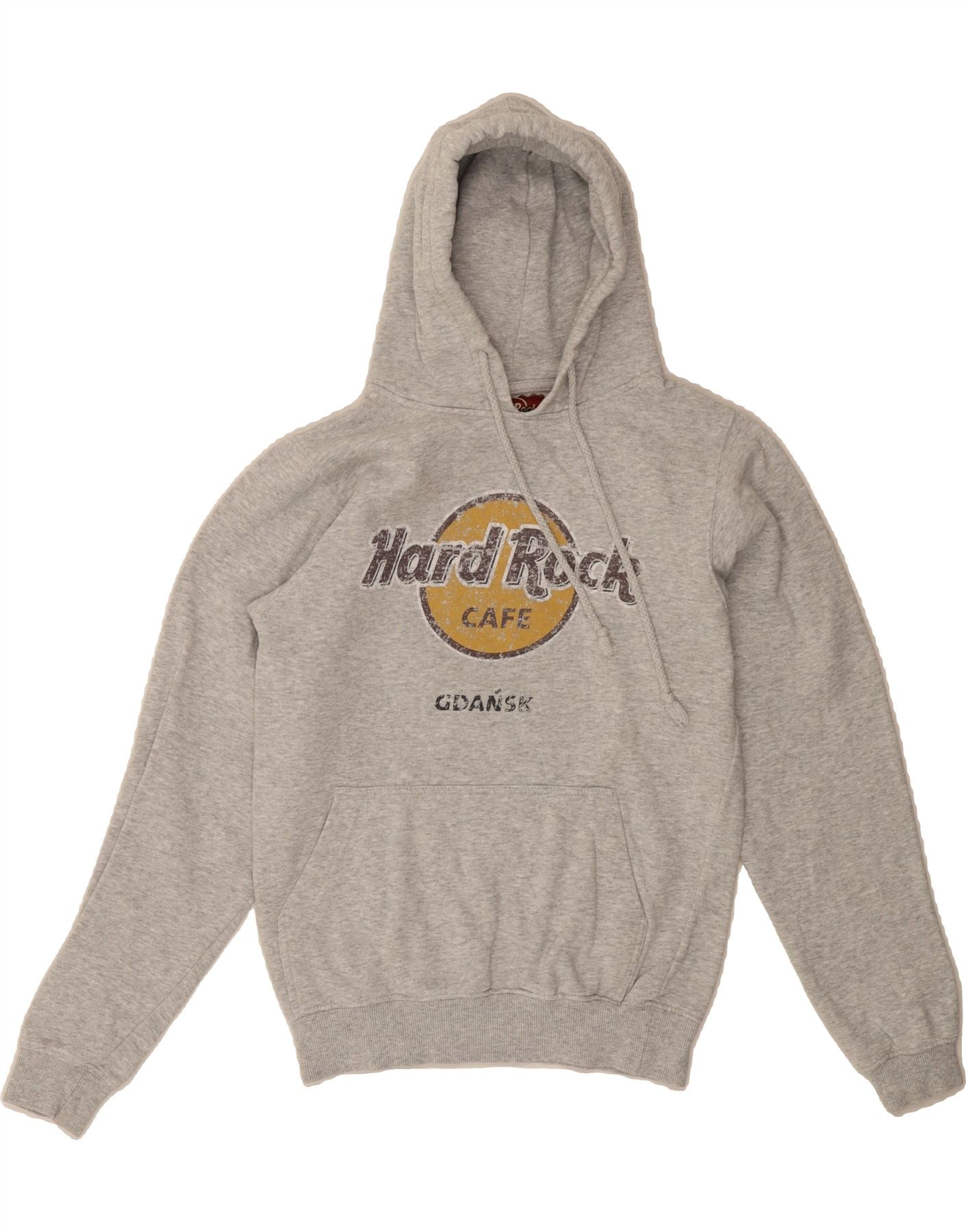 HARD ROCK CAFE Womens Gdansk Graphic Hoodie Jumper UK 10 Small Grey Cotton