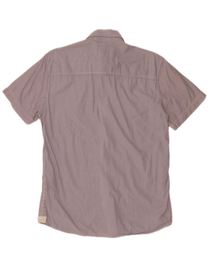 North Sails Mens Graphic Short Sleeve Shirt Medium Blue Pinstripe Cotton