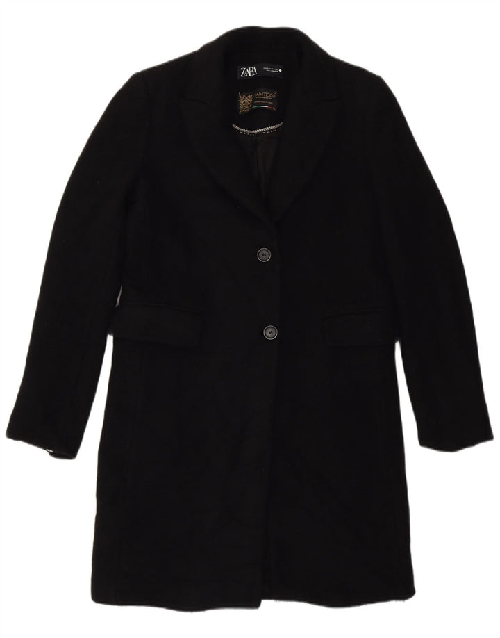Zara Womens Loose Fit Overcoat UK 6 XS Black