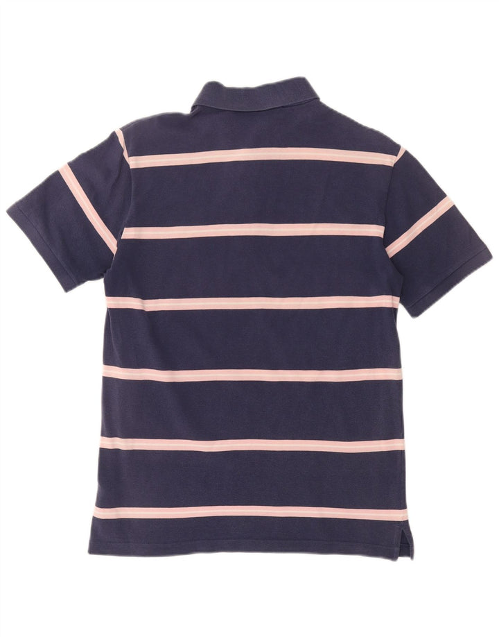 Fred Perry Mens Polo Shirt Small Navy Blue Striped Cotton