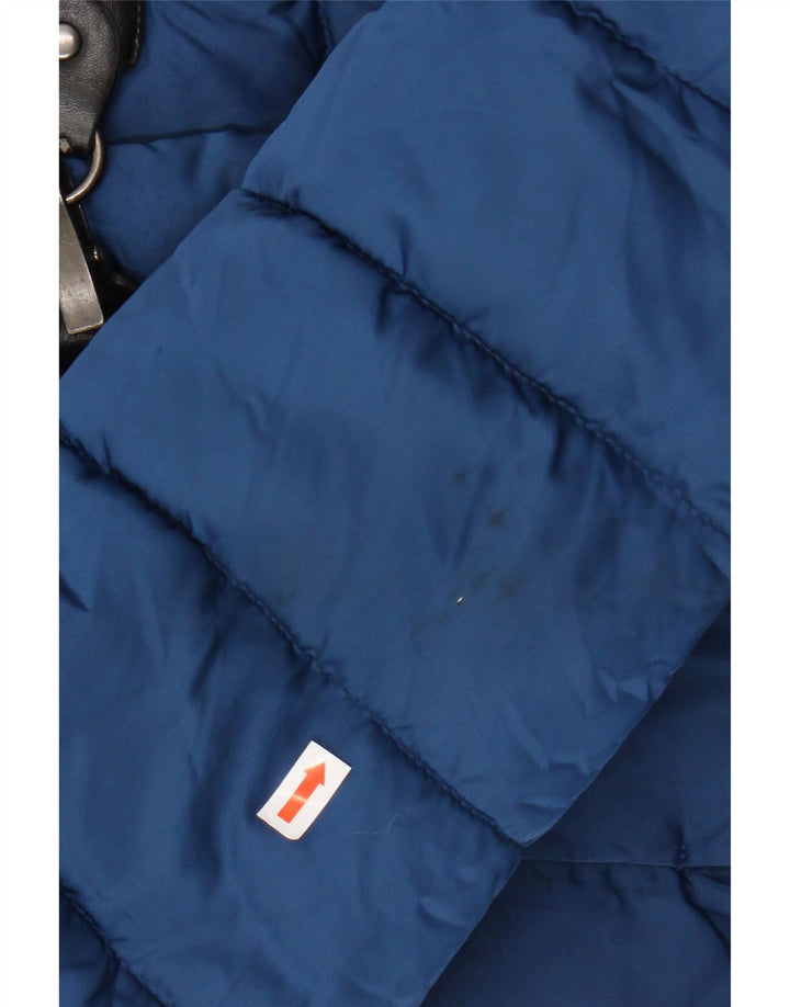 SISLEY Womens Hooded Padded Jacket UK 12 Medium Blue Polyester