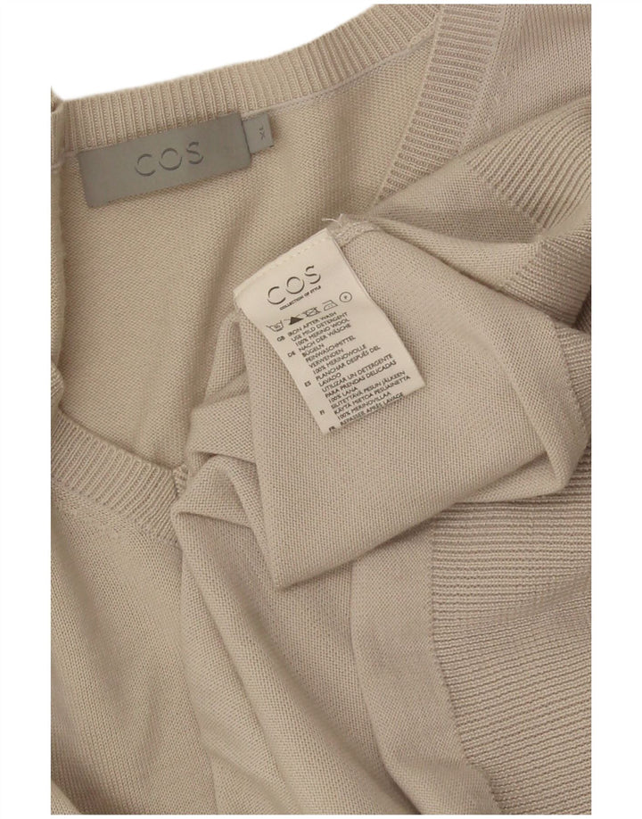 Cos Mens V-Neck Jumper Sweater XL Beige Merino Wool