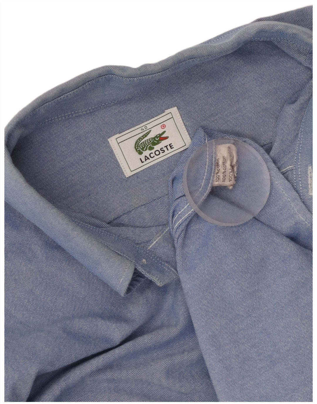 Lacoste Mens Shirt Size 40 Medium Blue Cotton