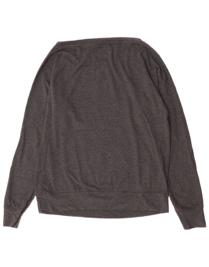 Nike Womens Dri Fit Top Long Sleeve UK 16 Large Grey Flecked Polyester