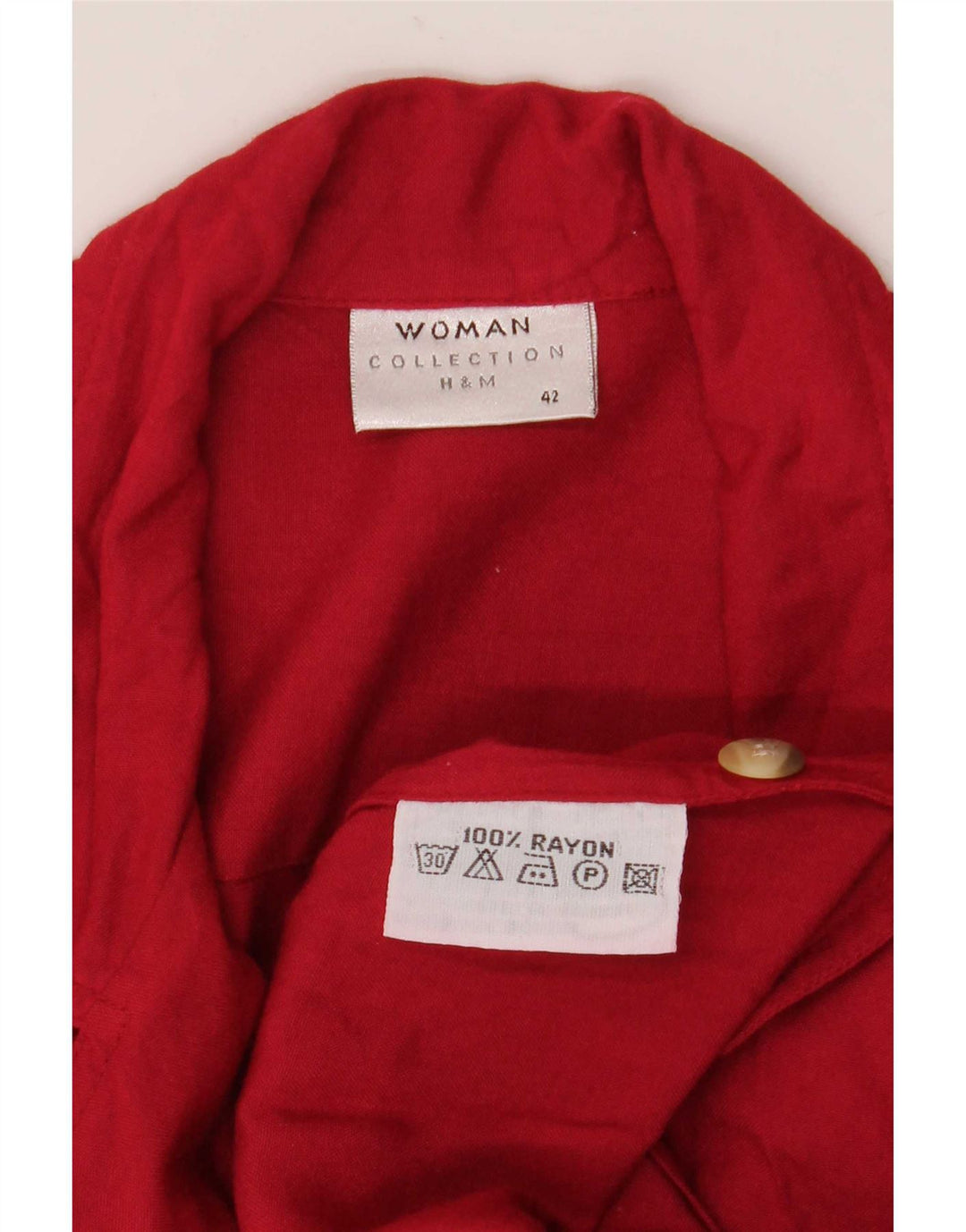 H&M Womens Short Sleeves Shirt Dress IT 42 Medium Red Rayon