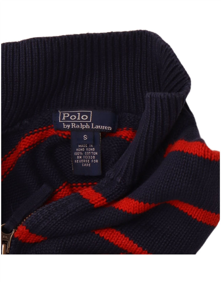 POLO RALPH LAUREN Boys Zip Neck Jumper Sweater 7-8 Years Small  Navy Blue