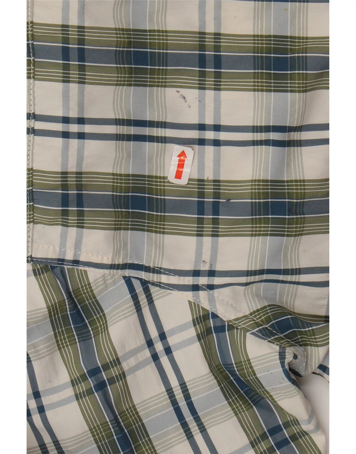 EDDIE BAUER Mens Short Sleeve Shirt Medium Khaki Check Polyester