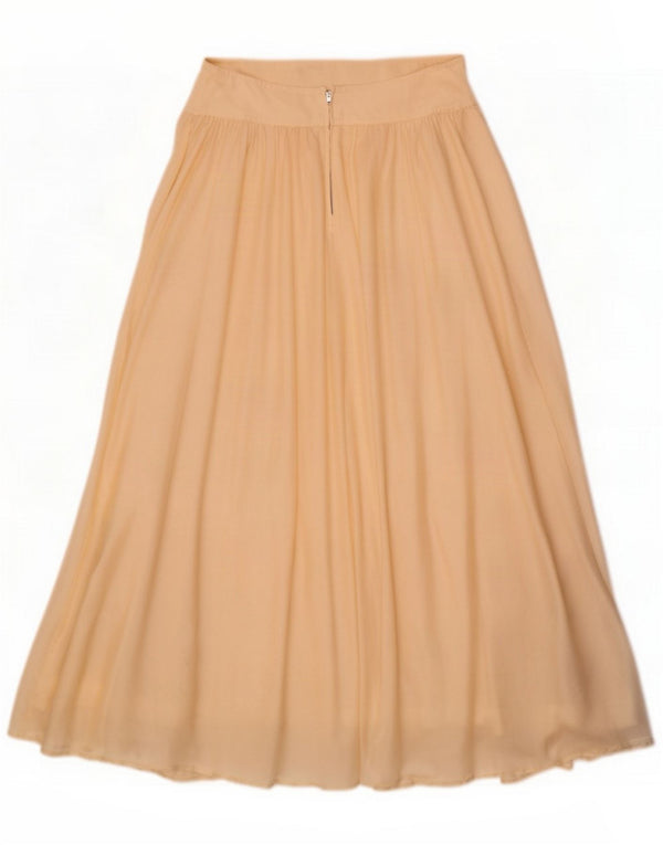 Byblos Womens Pleated Flared Skirt US 8 Medium W26 Beige Silk