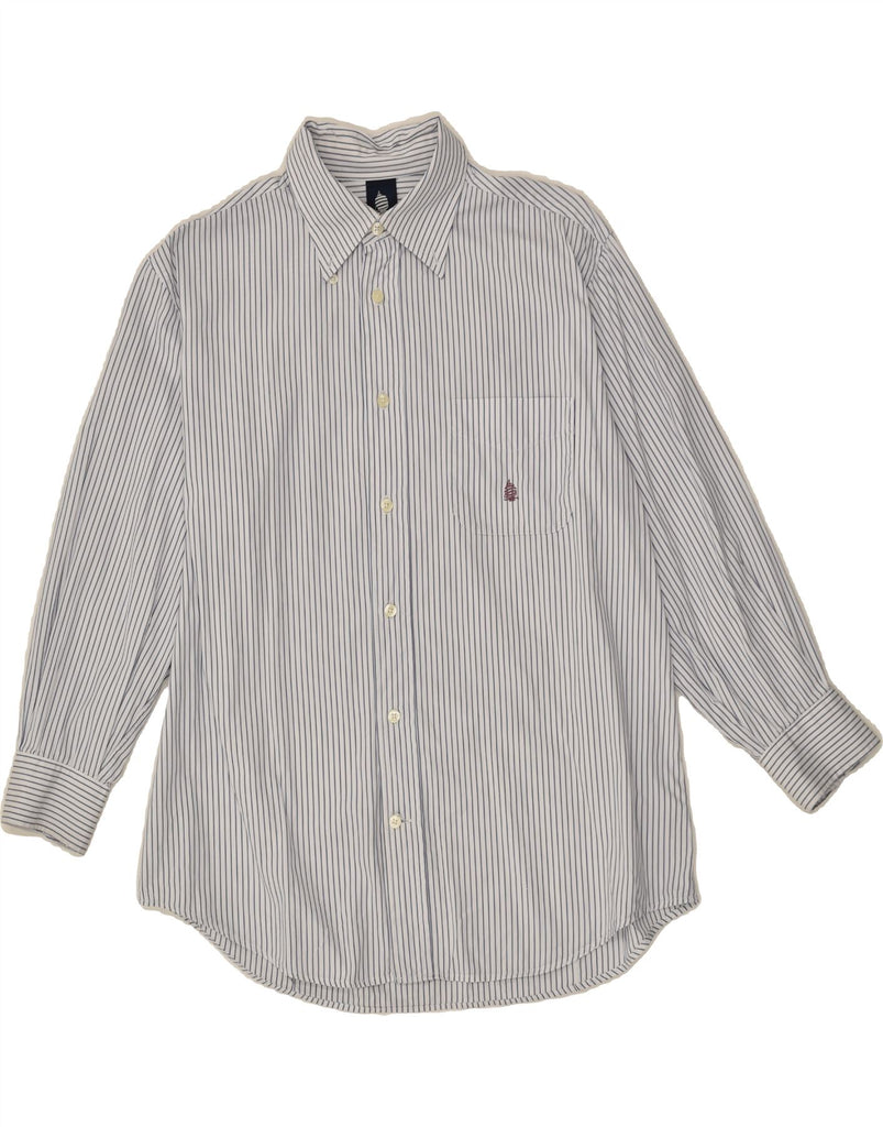 MARINA YACHTING Mens 3/4 Sleeve Shirt Size 42 Large White Pinstripe Cotton | Vintage Marina Yachting | Thrift | Second-Hand Marina Yachting | Used Clothing | Messina Hembry 