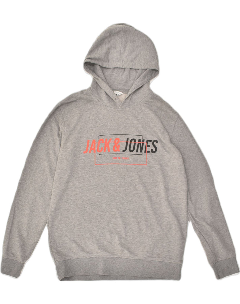 JACK & JONES Mens Slim Graphic Hoodie Jumper XL Grey Polyester | Vintage Jack & Jones | Thrift | Second-Hand Jack & Jones | Used Clothing | Messina Hembry 