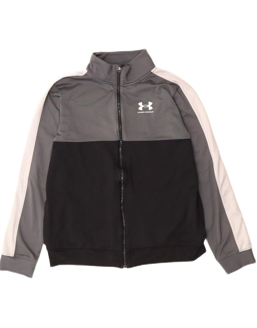 UNDER ARMOUR Boys Tracksuit Top Jacket 13-14 Years XL  Grey Colourblock