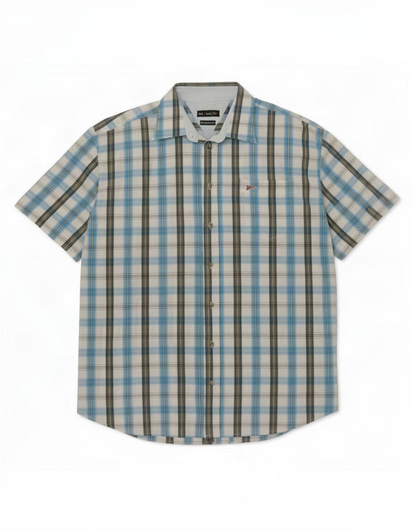 Paul Smith Mens Short Sleeve Shirt Size 43/44 XL Blue Check