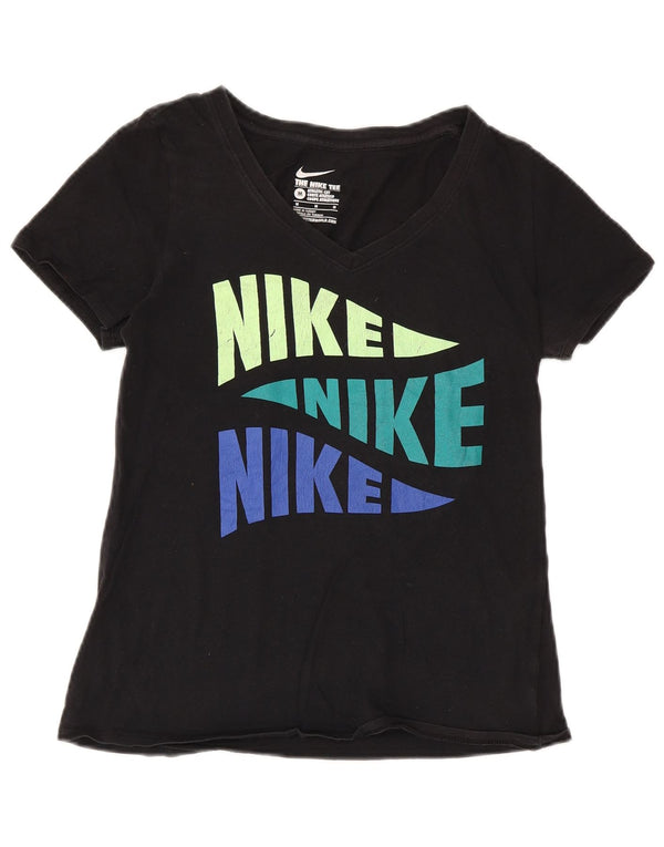 Nike Womens Athletic Cut Graphic T-Shirt Top UK 14 Medium Black