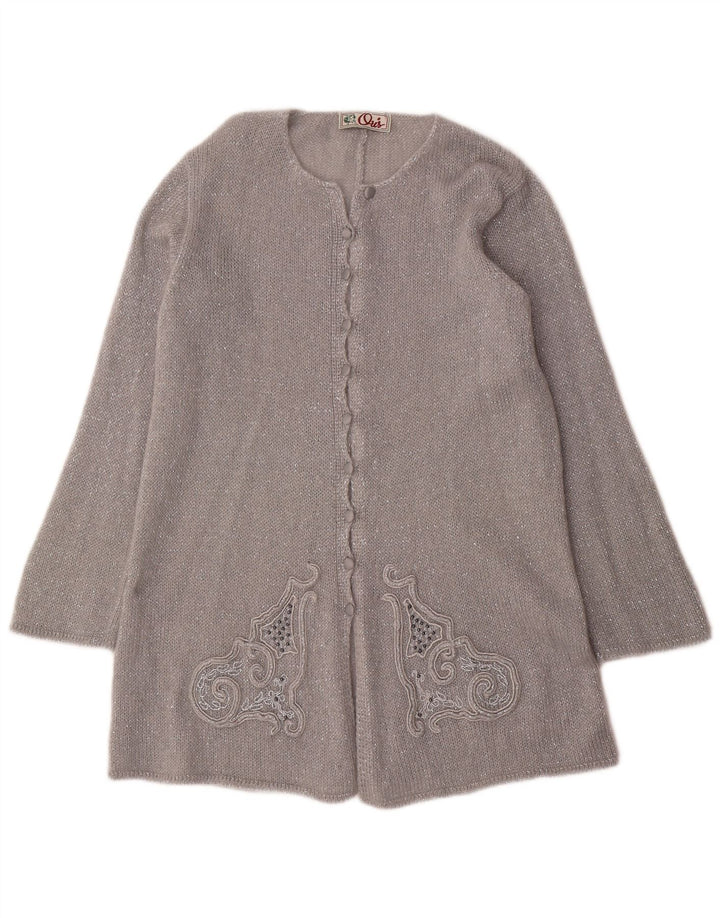 Oris Womens Longline Cardigan Sweater IT 44 Medium Silver Mohair