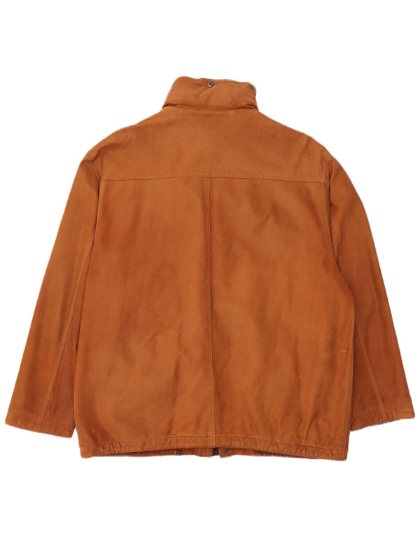 Vintage Mens Hooded Leather Jacket UK 42 XL Brown Leather