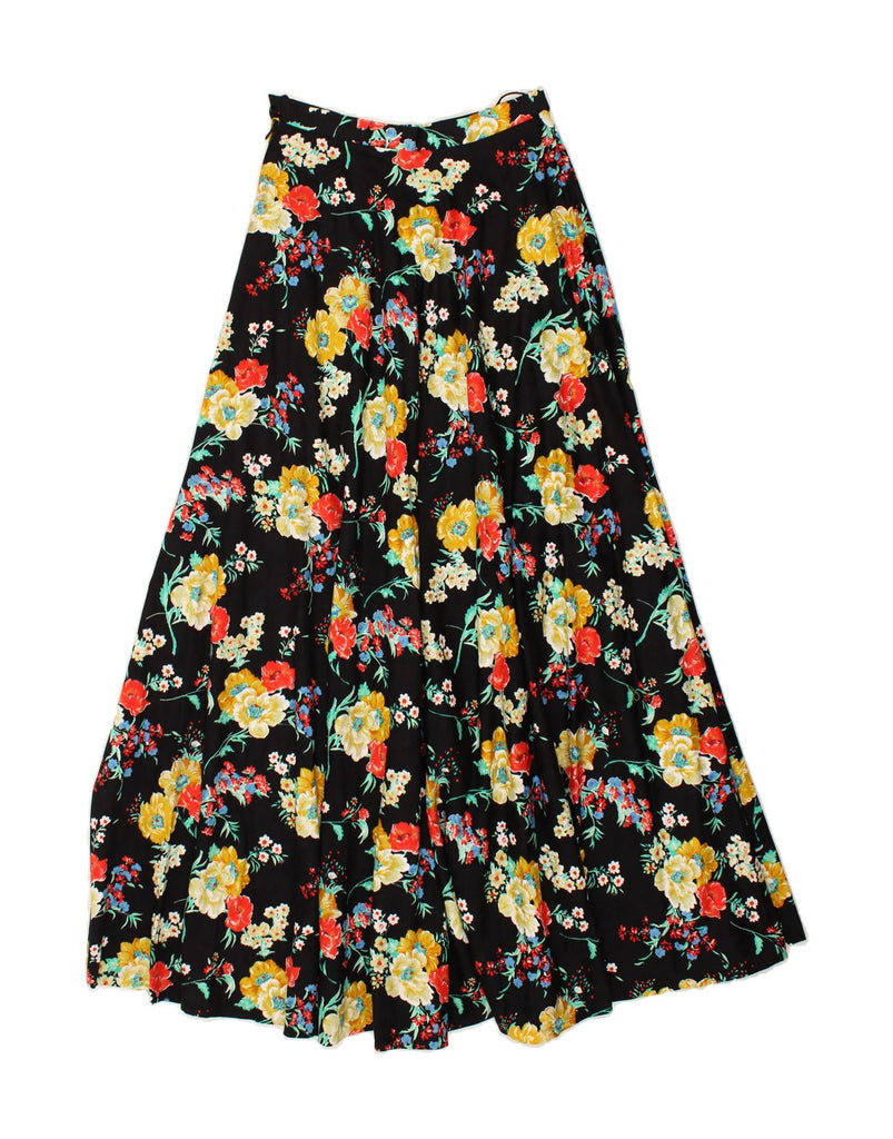 VINTAGE Womens Maxi Skirt IT 38 XS W27  Black Floral Cotton | Vintage Vintage | Thrift | Second-Hand Vintage | Used Clothing | Messina Hembry 