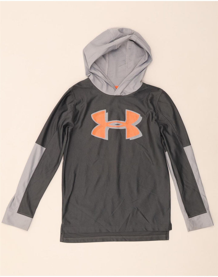 Under Armour Boys Heat Gear Graphic Top Long Sleeve 9-10 Years Medium Grey
